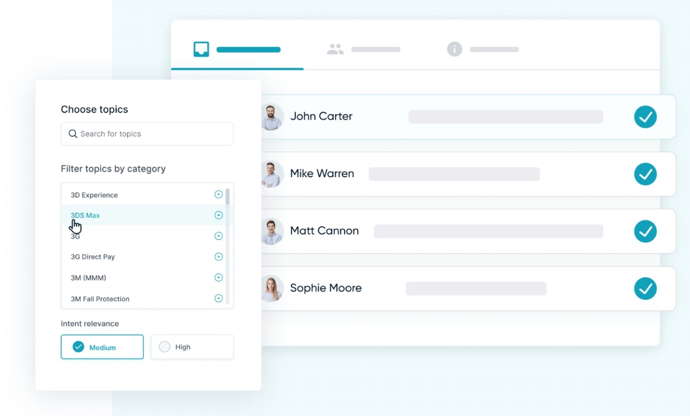 UpLead data intent filtering example.