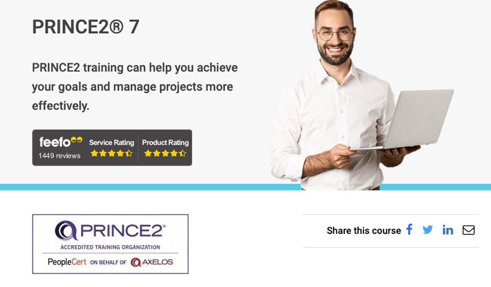 PRINCE2 7 Foundations course screenshot.