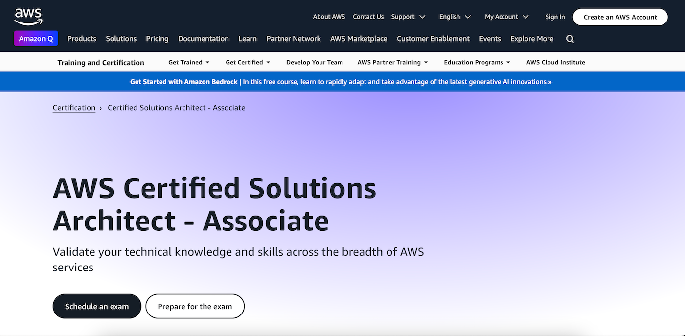 The AWS Certified Solutions Architect certification requires signing up for an in-person or proctored exam.